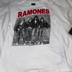 Sleeveless white Ramones t-shirt
